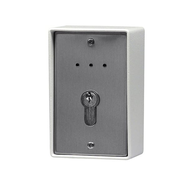 INDEXA - Schlüsselschalter, AP mit Zylinder, Aluguss mit Edelstahlblende IP55
