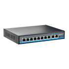 INDEXA - PoE Netzwerk-Switch 10 (8+2) Ports, 8x 100Mbps IEEE 802.3af 48V, 2x 1000Mbps