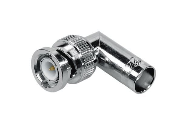 INDEXA - BNC-Winkeladapter. BNC-Stecker auf BNC-Kupplung, 90° abgewinkelt.