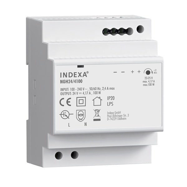 INDEXA - Hutschienen-Netzgerät 100W 24V DC / 4,17A Schaltnetzteil für DIN-Schiene TS35