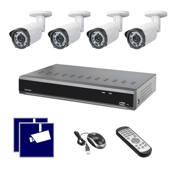 INDEXA - Videoüberwachungsanlage Full HD DVR-Set 4-Kanal + 4x Außenkameras (klein)
