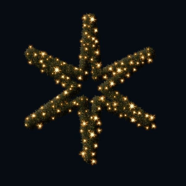 MK ILLUMINATION - Traditional Star,~120x120cm,AC,2D LED ww,garland green,30W
