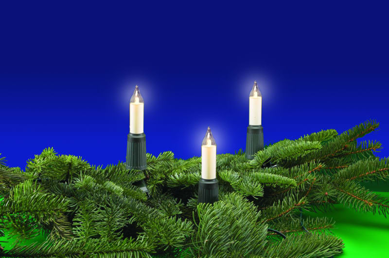 MK ILLUMINATION - Lichterkette 15-tlg. LED Schaftlampen E14 austauschbar, Schaft: grün