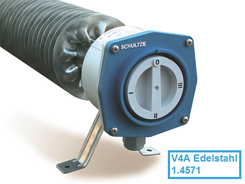 SCHULTZE - V4A (1.4571) Edelstahl Rippenrohrheizofen mit 3-Stufen-Schalter, 1000W 230V, L=640mm, IP66/67