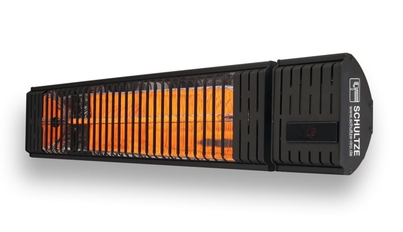 SCHULTZE - IR-Heizstrahler / Terrassenstrahler mit Fernbedienung, 2500 W 230V, schwarz, IP54, Carbon-IR-Röhre