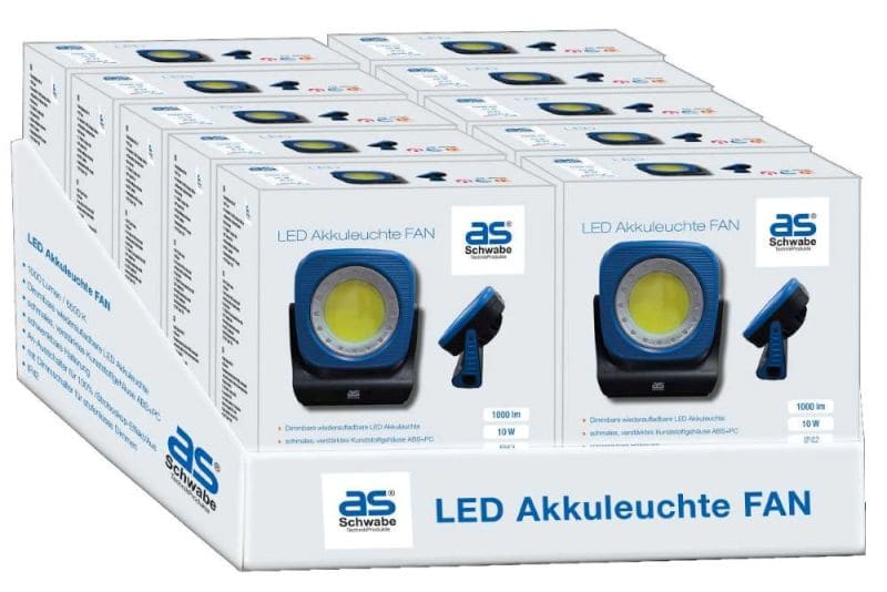 AS SCHWABE - Display mit 10 LED Akkuleuchten FAN''''