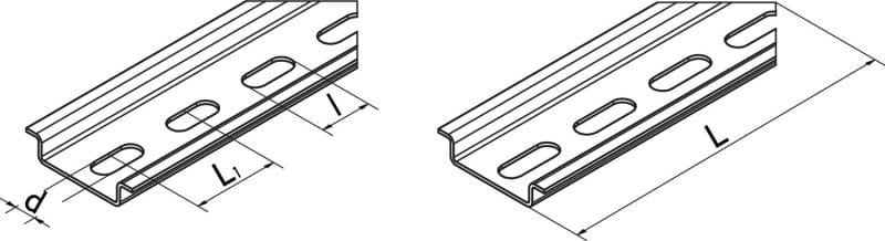 LICATEC - Hutschiene, gelocht: 25x5,2 mm/2000x35x15x1,5 mm/sendzimirverzinkt