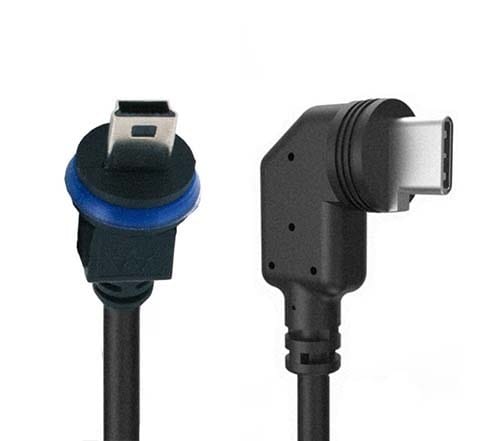 MOBOTIX - S7x Kabel MiniUSB-C auf MiniUSB abgewinkelt-gerade 1m