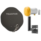 TELESTAR - Sat-Spiegel 45cm Alu + LNB Single+Masthalter+Wandhalt. grau