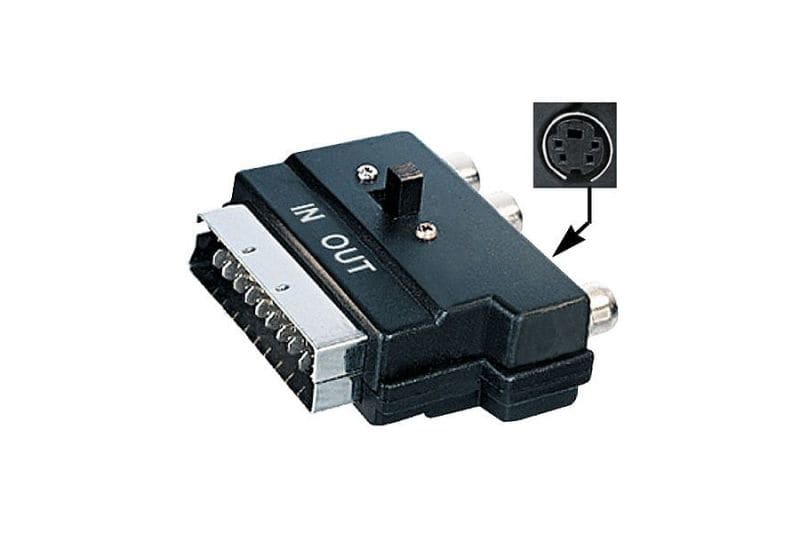 PÖTZELSBERGER - Scart Stecker auf 3x Cinch-Buchse + Mini-DIN-4 Buchse