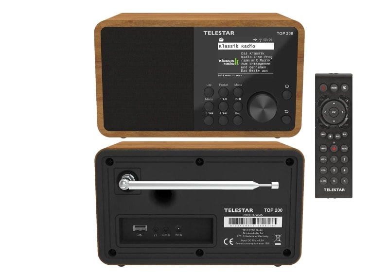 PÖTZELSBERGER - Internetradio 10W UKW DAB+ BT USB Weck/Sleept. FB sw-Holz