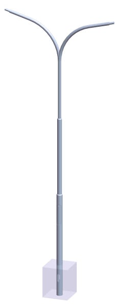FONATSCH - Peitschen Mast vzkt LPH6,5m 2Arm AUSL1200 Stutzen60x100 64kg