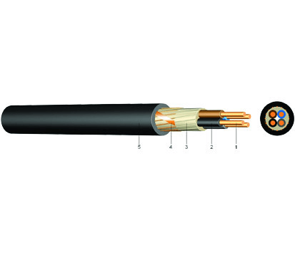 KABEL-LEITUNGEN - PVC-isolierte Kabel mit konzentrischem Leiter Schirmquerschnitt 16 mm² E-YCY 7X6 RE/16 SW