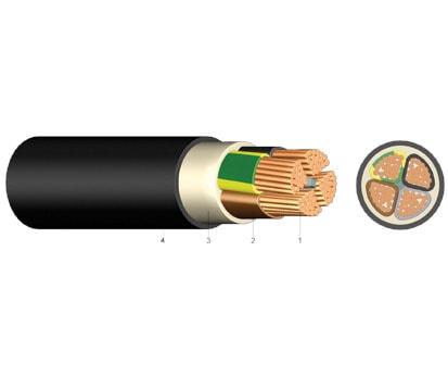 KABEL-LEITUNGEN - PVC-isolierte Starkstromkabel mit Kupferleiter und PE-Außenmante E-Y2Y 1X150 RM SW