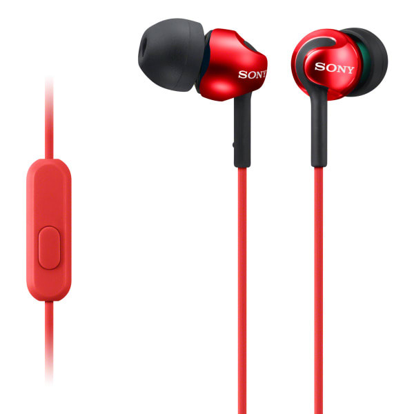 SONY - Kopfhörer InEar 103dB 4Größen Fernbed. Mikro rot
