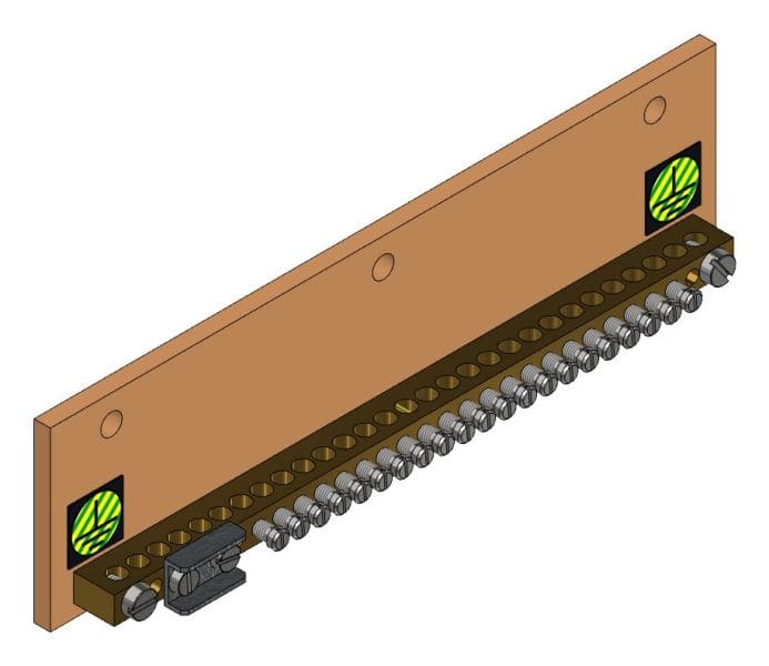 MEHLER - Erdungsschiene, Zuleitung 1x35mm2 (Yf) 20 Abgänge 25mm2 (Ym) od. 16mm2 (Yf)