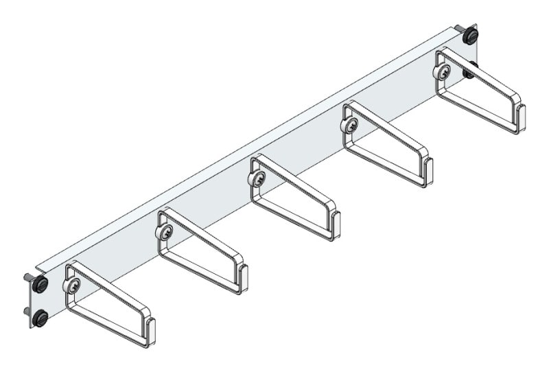 MEHLER - 19'' Kabelführungspaneel quer, 1HE komplett m. 5 PVC-Ringe, Gr. 2