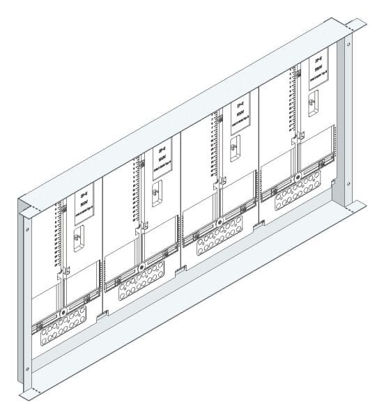 MEHLER - Zählerwanne m. 4 Zählerplatten Einbaumaß B885xH425mm 4ZP