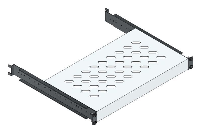 MEHLER - 19'' Fachboden 1HE, geschlitzt, max. 70kg Tiefe 250mm, v. geschraubt, h. gesteckt