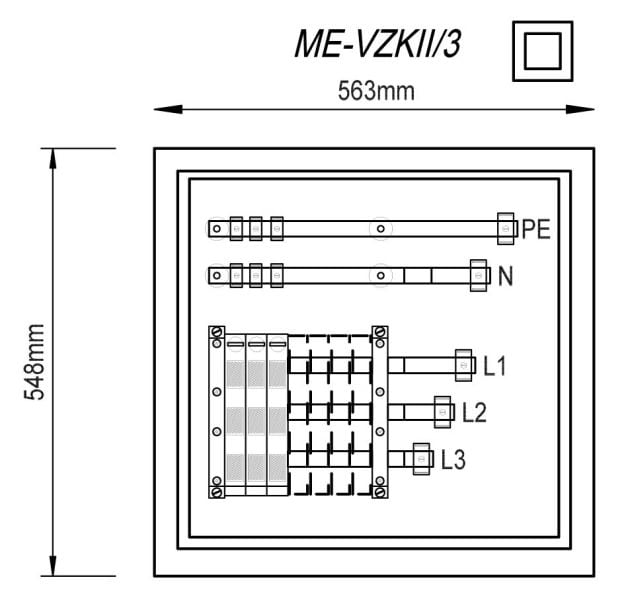 MEHLER - Vorzählersicherungskasten Wien Nische B535xH520xT135mm 3 Abgänge