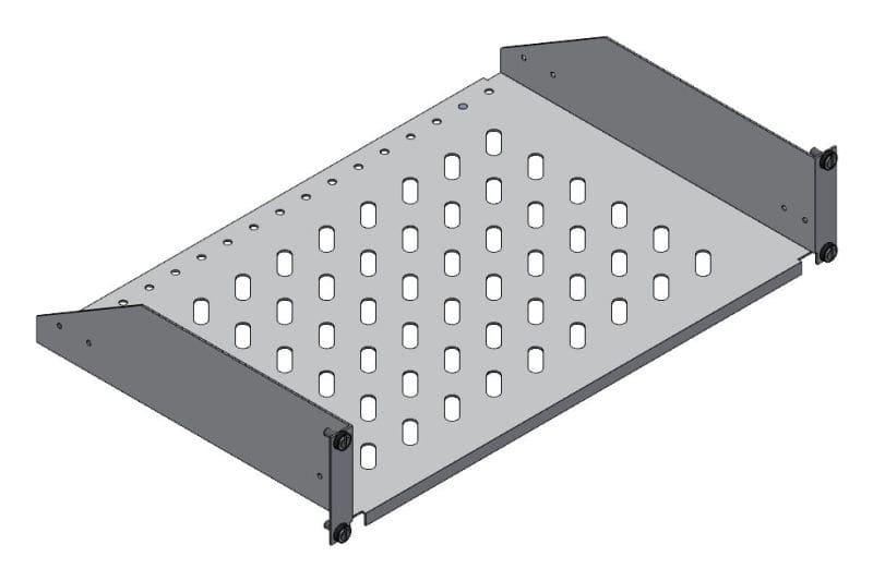 MEHLER - 19'' Fachboden 2HE, geschlitzt, max. 30kg Tiefe 300mm, vorne geschraubt