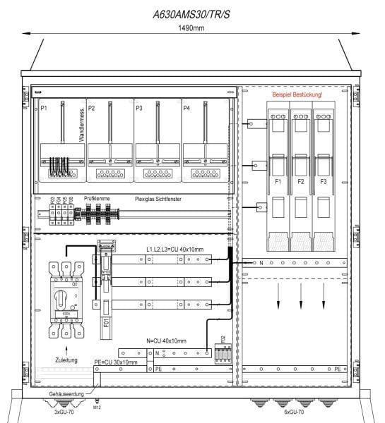 MEHLER - Wandlermessverteiler B1490xH1450xT400mm Zul. LS 630A, vorber. f. Trennerabg. S
