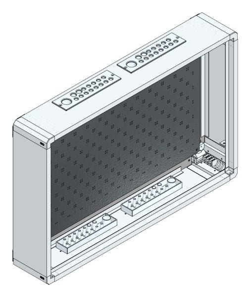 MEHLER - AP-Rangierverteiler+Rückwand m.RW, B765xH505xT130mm,inkl. MO-gelocht
