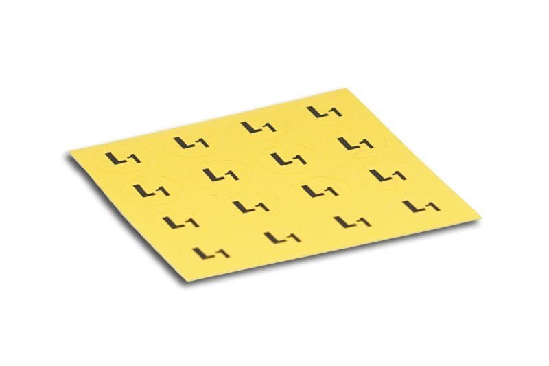 MEHLER - Aufkleber L1 gelb 1 Bogen mit 16 Aufkleber