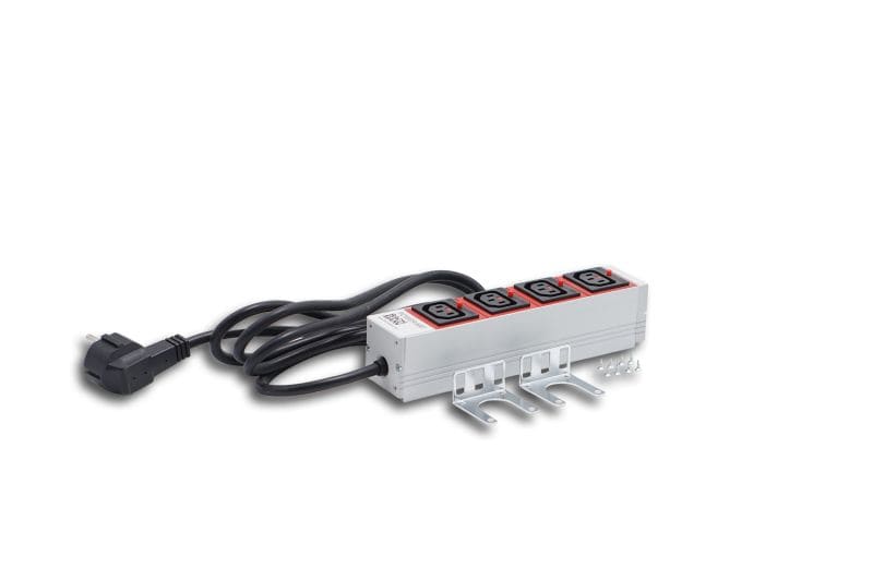 MEHLER - Steckdosenleiste 4fach C13 rot inkl. 2m Kabel mit Schuko