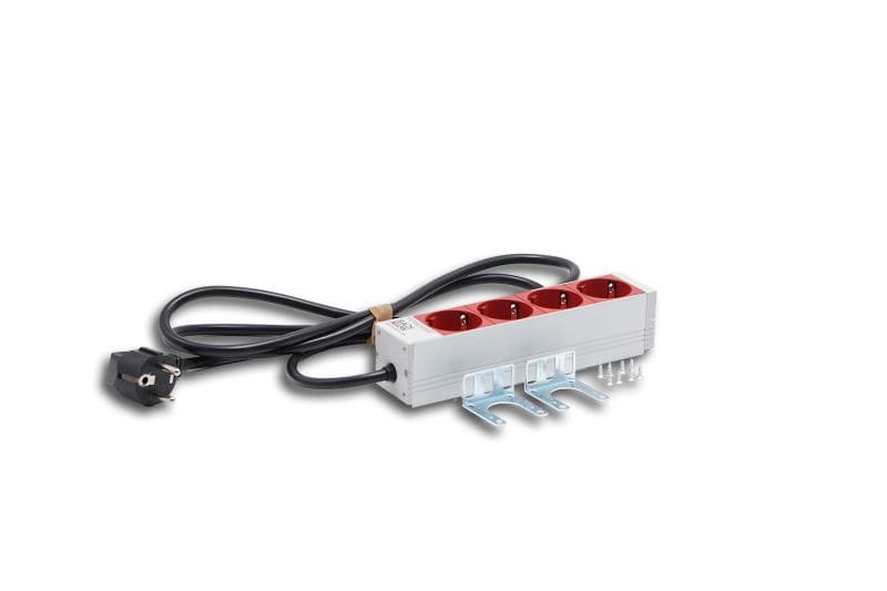 MEHLER - Steckdosenleiste 4fach Schuko rot inkl. 2m Kabel mit Schuko