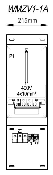 MEHLER - Zählergerüst 215x700mm 1ZP inkl. VZSI 25A fix, schaltbar
