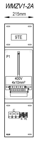 MEHLER - Zählergerüst 215x850mm 1ZP inkl. VZSI 25A fix, schaltbar