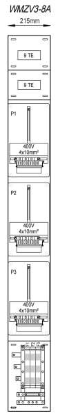 MEHLER - Zählergerüst 215x1900x155mm 3ZP inkl. VZSI 25A fix, schaltbar