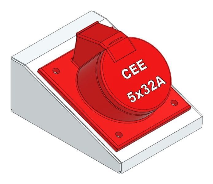 MEHLER - Konsole für CEE 5x16A/5x32A schräg bei Schranktiefe 250mm