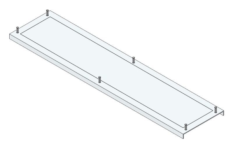 MEHLER - PVM Flanschplatte Alu, 640x150mm für Schranktiefe 330mm