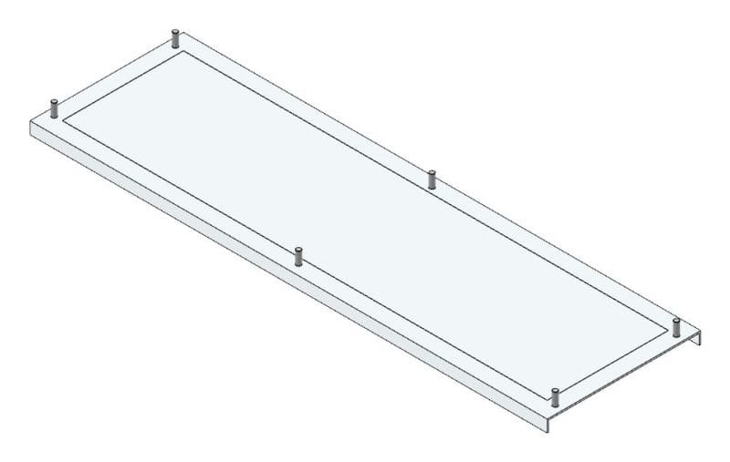 MEHLER - PVM Flanschplatte Alu, 640x190mm für Schranktiefe 410mm, 510mm