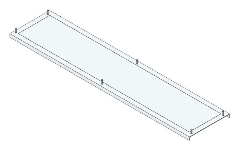MEHLER - PVM Flanschplatte Alu, 850x190mm für Schranktiefe 410mm, 510mm