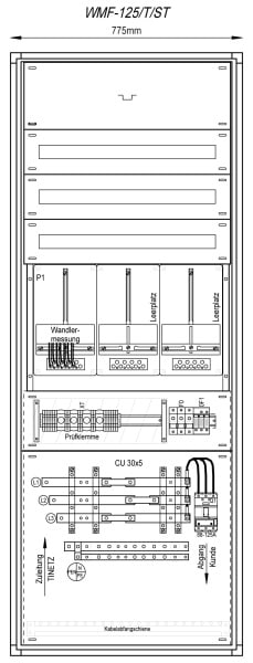 MEHLER - Kompaktwandlermessung 125A TI NETZ Standschrank 775x2015x250mm