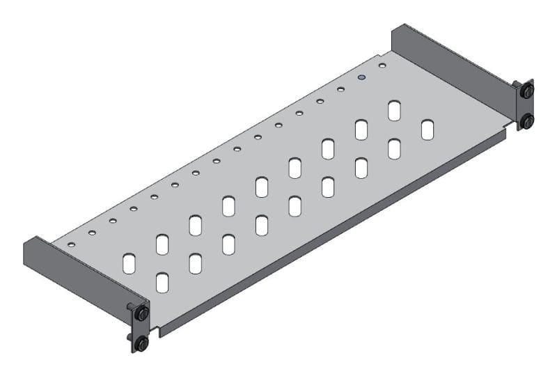 MEHLER - 19'' Fachboden 1HE, geschlitzt, max. 20kg Tiefe 150mm, vorne geschraubt