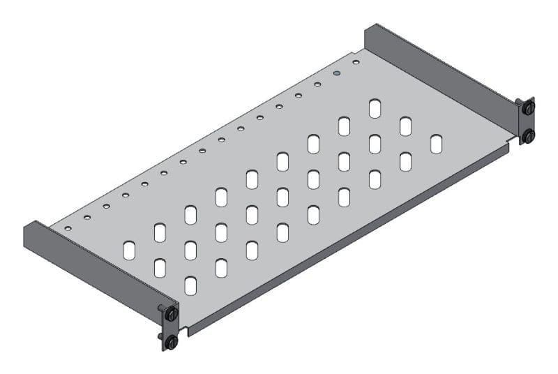 MEHLER - 19'' Fachboden 1HE, geschlitzt, max. 20kg Tiefe 200mm, vorne geschraubt