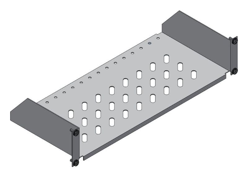 MEHLER - 19'' Fachboden 2HE, geschlitzt, max. 30kg Tiefe 200mm, vorne geschraubt