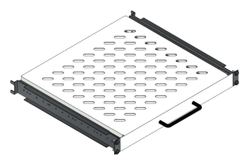 MEHLER - 19'' Auszugboden 1HE, geschlitzt,f. 100kg Tiefe 400mm, v. geschraubt, h. gesteckt