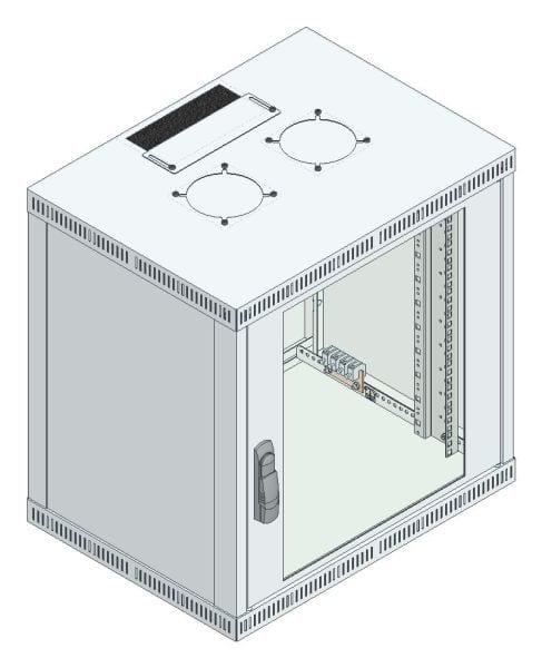 MEHLER - Büro-Wandgehäuse 12HE, 600x616x450mm, RAL 7035