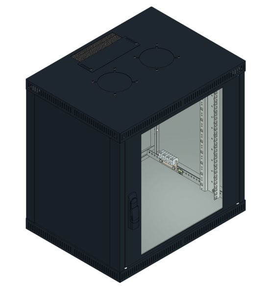 MEHLER - Büro-Wandgehäuse 12HE, 600x616x450mm, RAL 9005