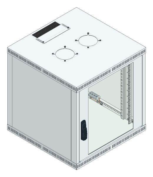 MEHLER - Büro-Wandgehäuse 12HE, 600x616x600mm, RAL 7035