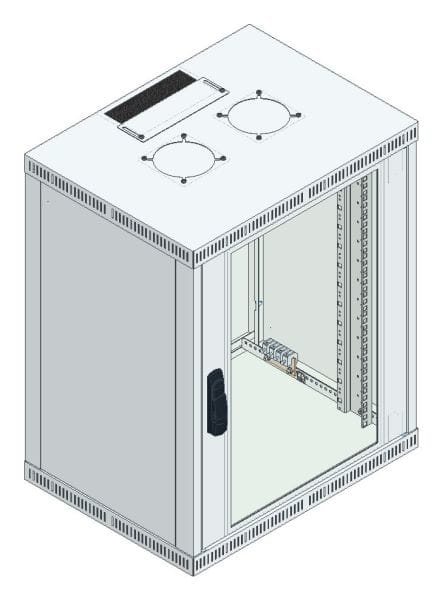 MEHLER - Büro-Wandgehäuse 15HE, 600x749x450mm, RAL 7035