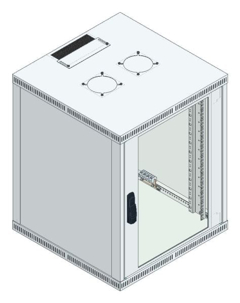 MEHLER - Büro-Wandgehäuse 15HE, 600x749x600mm, RAL 7035