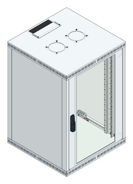 MEHLER - Büro-Wandgehäuse 18HE, 600x882x600mm, RAL 7035