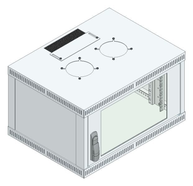 MEHLER - Büro-Wandgehäuse 6HE, 600x349x450mm, RAL 7035