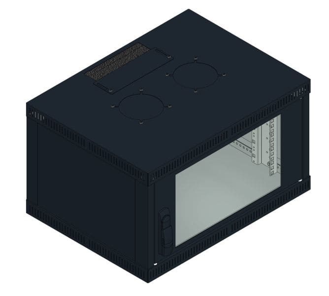 MEHLER - Büro-Wandgehäuse 6HE, 600x349x450mm, RAL 9005